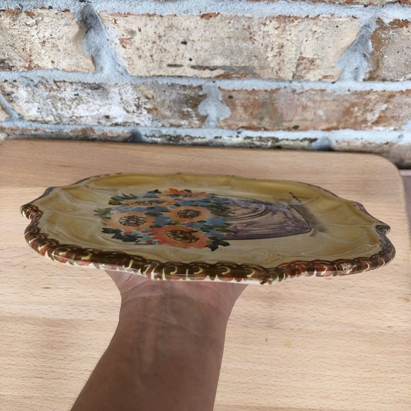 Vintage Italica Ars Italy Pottery Signed Lazzaro Serving Plate/ Vanity Accents - Picture 4 of 12